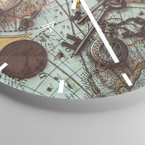 Wall clock - Clock on glass - For Adventurers - 30x30 cm