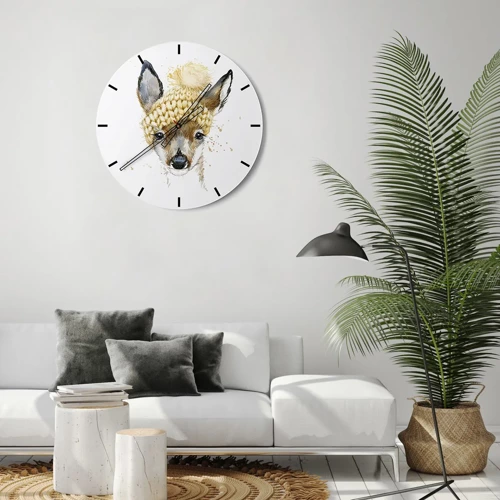 Wall clock - Clock on glass - For Winter in a Snowy Forest - 30x30 cm