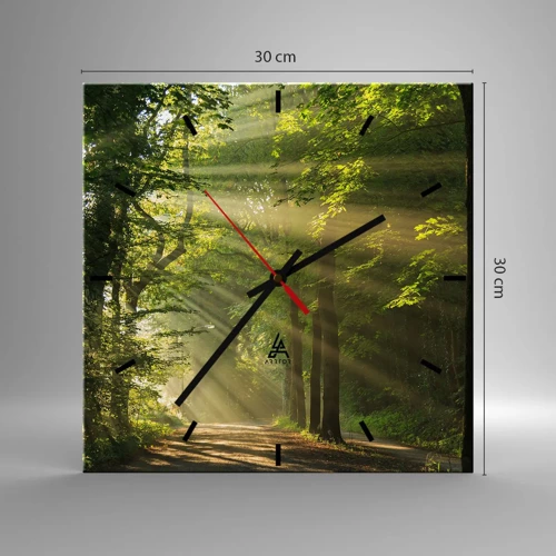 Wall clock - Clock on glass - Forest Moment - 30x30 cm