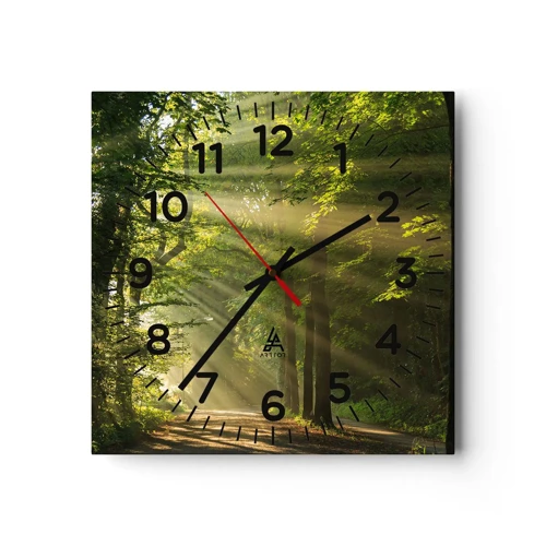 Wall clock - Clock on glass - Forest Moment - 30x30 cm