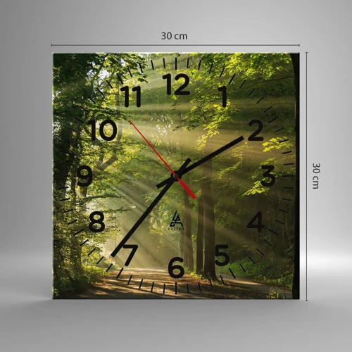 Wall clock - Clock on glass - Forest Moment - 30x30 cm