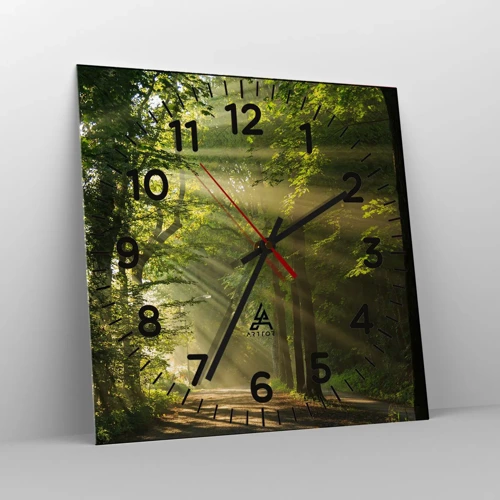 Wall clock - Clock on glass - Forest Moment - 30x30 cm