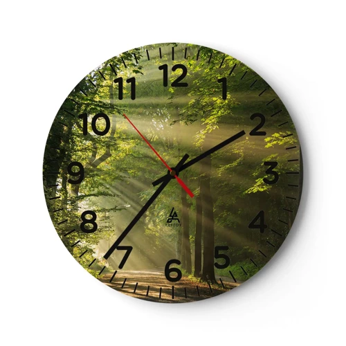 Wall clock - Clock on glass - Forest Moment - 30x30 cm