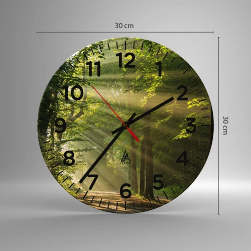 Wall clock - Clock on glass - Forest Moment - 30x30 cm