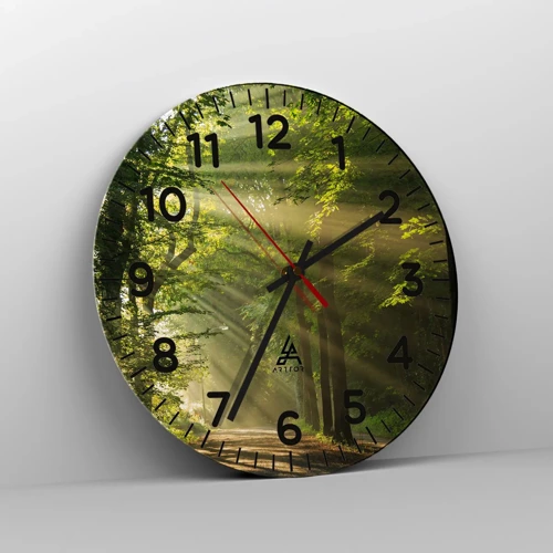 Wall clock - Clock on glass - Forest Moment - 30x30 cm