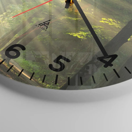 Wall clock - Clock on glass - Forest Moment - 30x30 cm