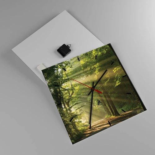 Wall clock - Clock on glass - Forest Moment - 40x40 cm