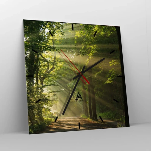 Wall clock - Clock on glass - Forest Moment - 40x40 cm