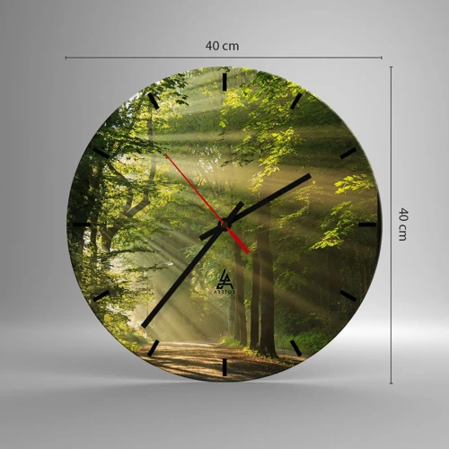 Wall clock - Clock on glass - Forest Moment - 40x40 cm