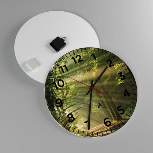 Wall clock - Clock on glass - Forest Moment - 40x40 cm