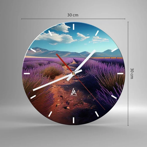 Wall clock - Clock on glass - Fragrant Fields - 30x30 cm