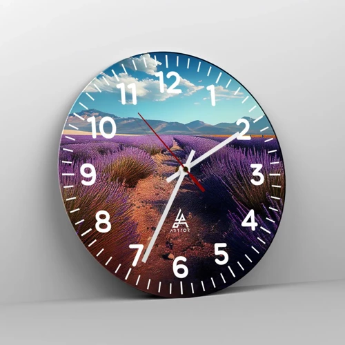 Wall clock - Clock on glass - Fragrant Fields - 30x30 cm
