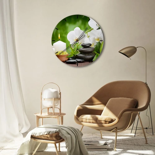 Wall clock - Clock on glass - Fragrant, Flowery, Delicate Touch - 30x30 cm