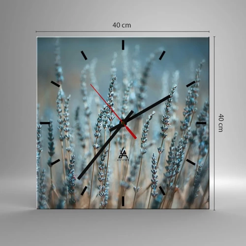 Wall clock - Clock on glass - Fragrant Grass - 40x40 cm