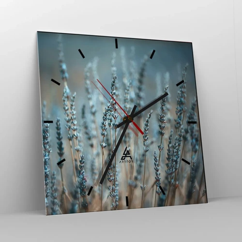 Wall clock - Clock on glass - Fragrant Grass - 40x40 cm