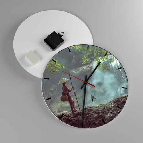 Wall clock - Clock on glass - Friends with Nature - 30x30 cm