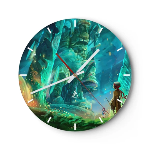 Wall clock - Clock on glass - From a Book of Fairy Tales - 30x30 cm