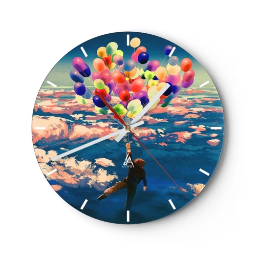 Wall clock - Clock on glass - Fulfilled Childhood Dream - 30x30 cm