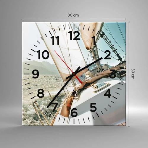 Wall clock - Clock on glass - Full Sail - 30x30 cm