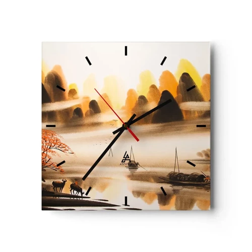 Wall clock - Clock on glass - Further than Far East - 30x30 cm