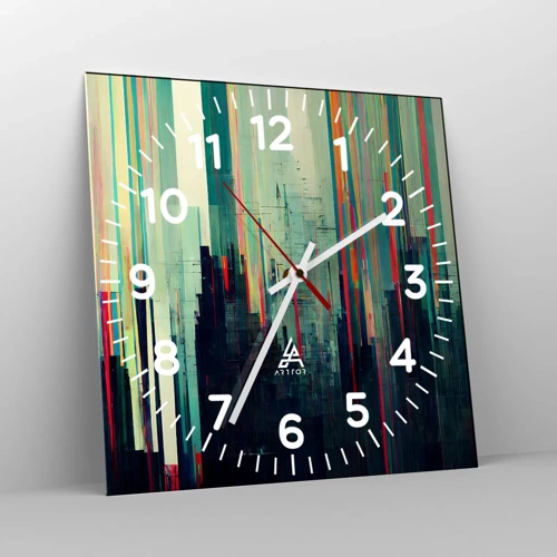 Wall clock - Clock on glass - Futuristic City - 30x30 cm