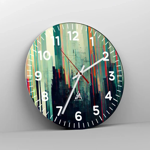 Wall clock - Clock on glass - Futuristic City - 40x40 cm