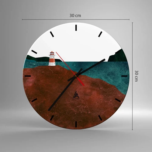 Wall clock - Clock on glass - Gazing at the Sea - 30x30 cm