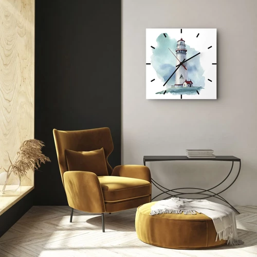 Wall clock - Clock on glass - Gentle Sister of Blue - 30x30 cm