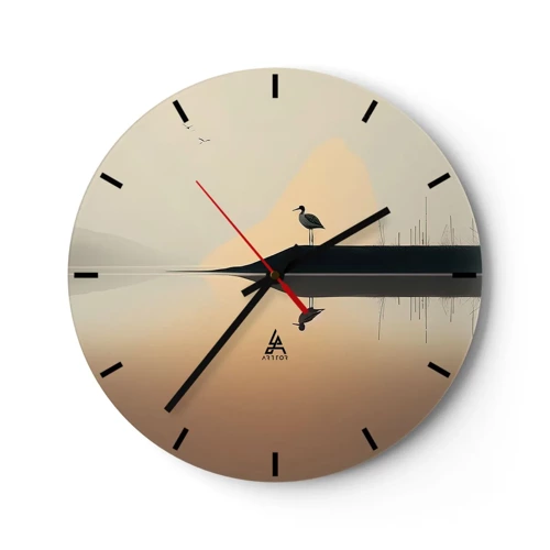 Wall clock - Clock on glass - Gentleman on the Lake - 30x30 cm