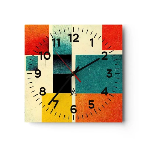 Wall clock - Clock on glass - Geometric Abstract - Good Energy - 30x30 cm