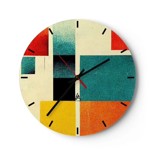 Wall clock - Clock on glass - Geometric Abstract - Good Energy - 40x40 cm
