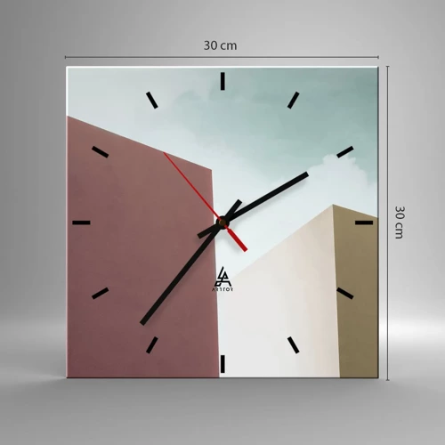 Wall clock - Clock on glass - Geometry of a Sunny summer - 30x30 cm