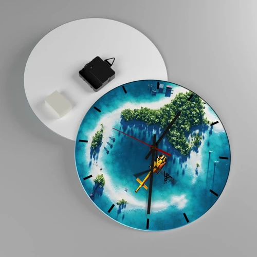 Wall clock - Clock on glass - Get Yourself an Island - 30x30 cm