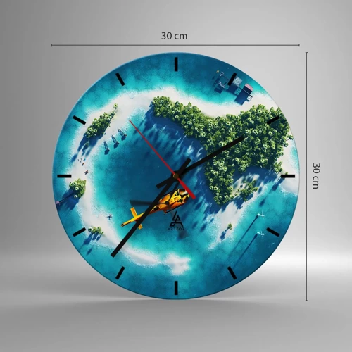 Wall clock - Clock on glass - Get Yourself an Island - 30x30 cm