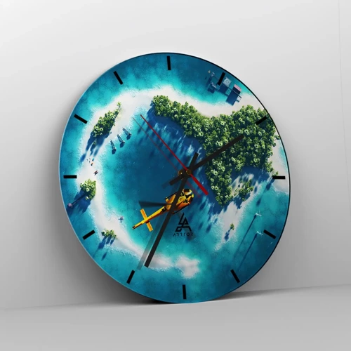 Wall clock - Clock on glass - Get Yourself an Island - 30x30 cm