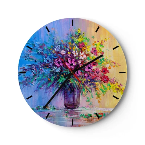 Wall clock - Clock on glass - Gift from Summer Meadow - 30x30 cm