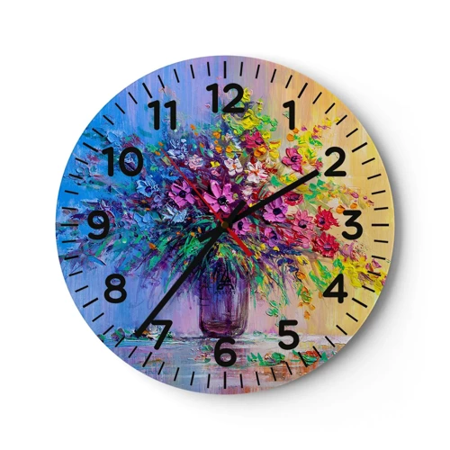 Wall clock - Clock on glass - Gift from Summer Meadow - 30x30 cm