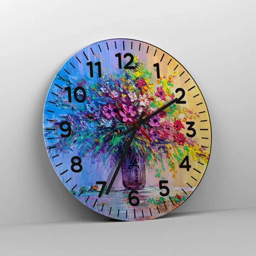 Wall clock - Clock on glass - Gift from Summer Meadow - 30x30 cm