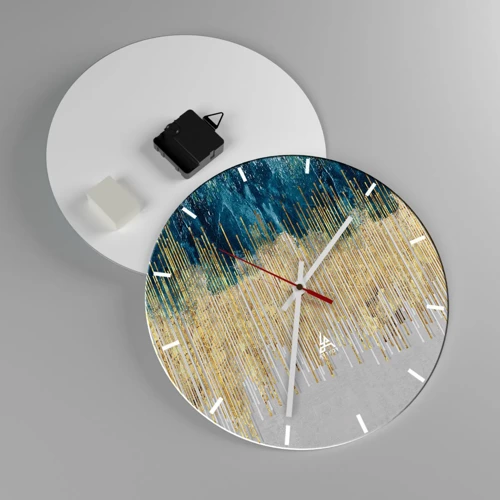 Wall clock - Clock on glass - Glided Border - 30x30 cm