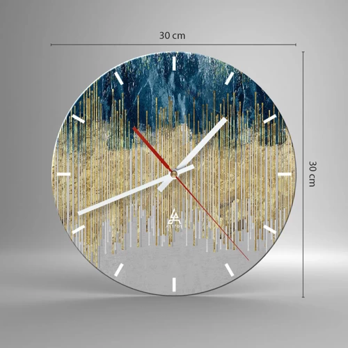 Wall clock - Clock on glass - Glided Border - 30x30 cm