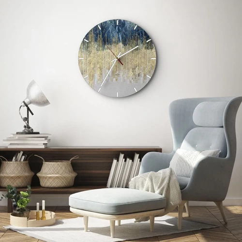 Wall clock - Clock on glass - Glided Border - 30x30 cm