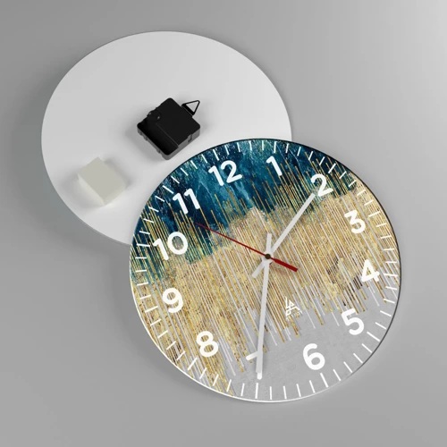 Wall clock - Clock on glass - Glided Border - 30x30 cm