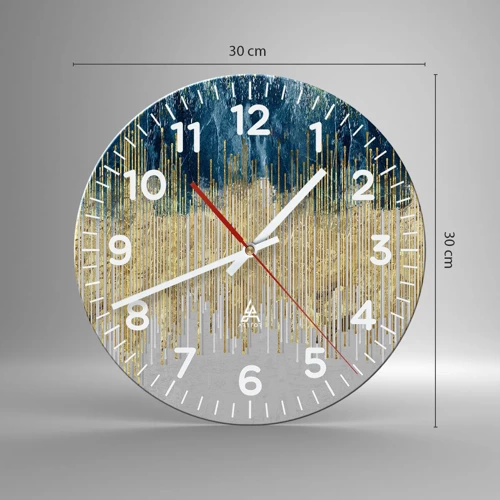 Wall clock - Clock on glass - Glided Border - 30x30 cm