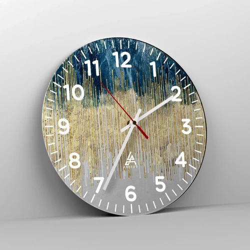 Wall clock - Clock on glass - Glided Border - 30x30 cm