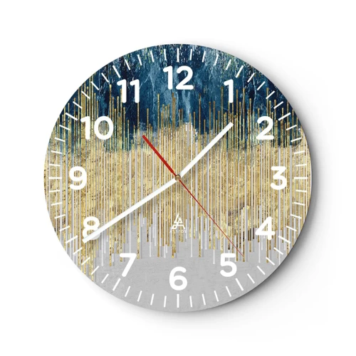 Wall clock - Clock on glass - Glided Border - 40x40 cm