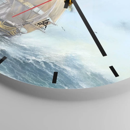 Wall clock - Clock on glass - Gliding on the Waves - 30x30 cm