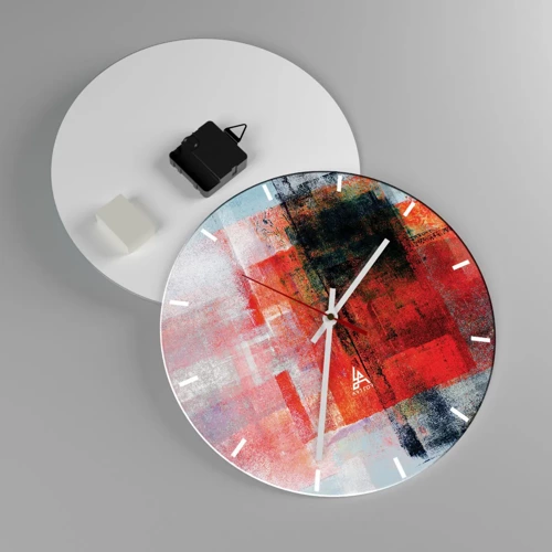 Wall clock - Clock on glass - Glowing Composition - 30x30 cm