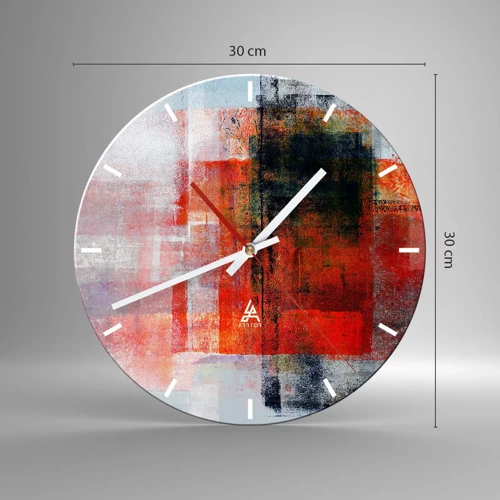 Wall clock - Clock on glass - Glowing Composition - 30x30 cm