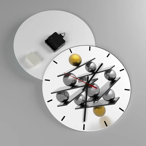 Wall clock - Clock on glass - Gold-Silver Balance - 30x30 cm