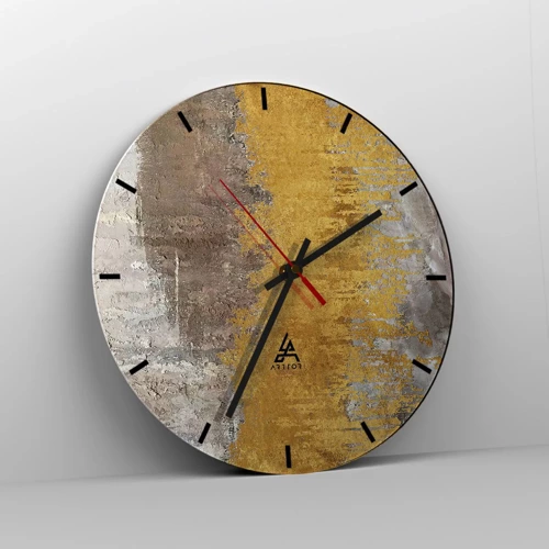 Wall clock - Clock on glass - Golden Blast - 30x30 cm